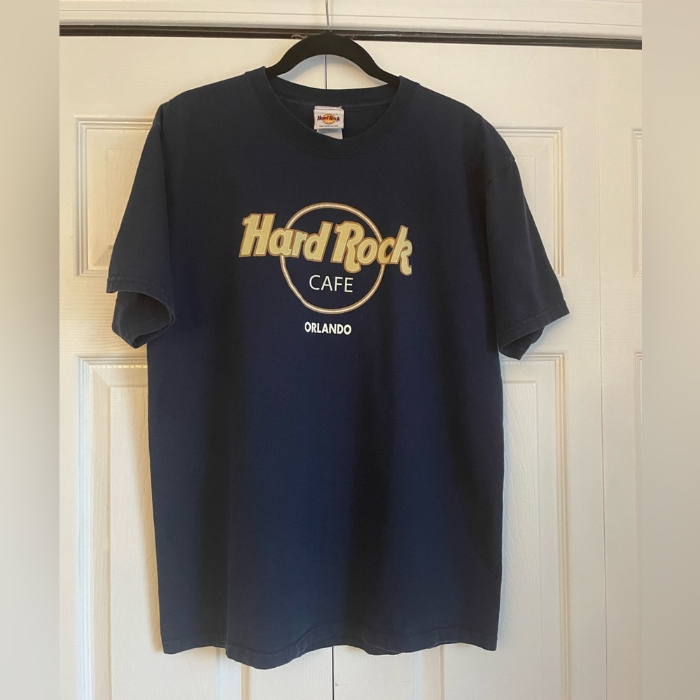 Hard Rock Cafe Size LG. EUC Deep Blue Cotton Tee